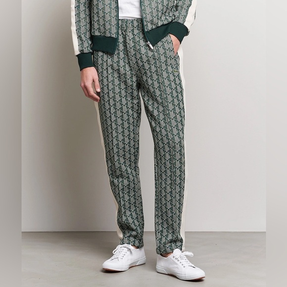 Lacoste Other - Lacoste Green Geometric Joggers with White Stripes